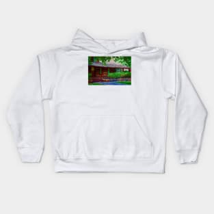 Log Cabin Front Porch Kids Hoodie